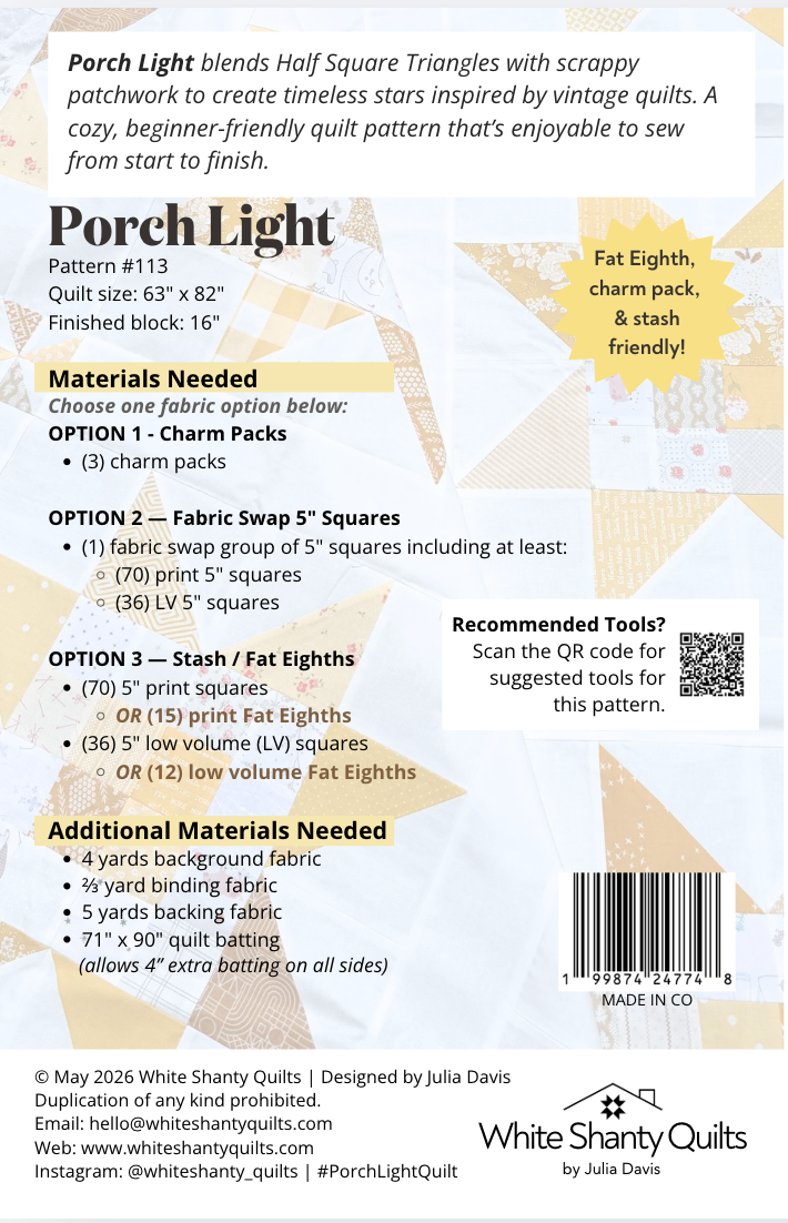 Porch Light PAPER quilt pattern